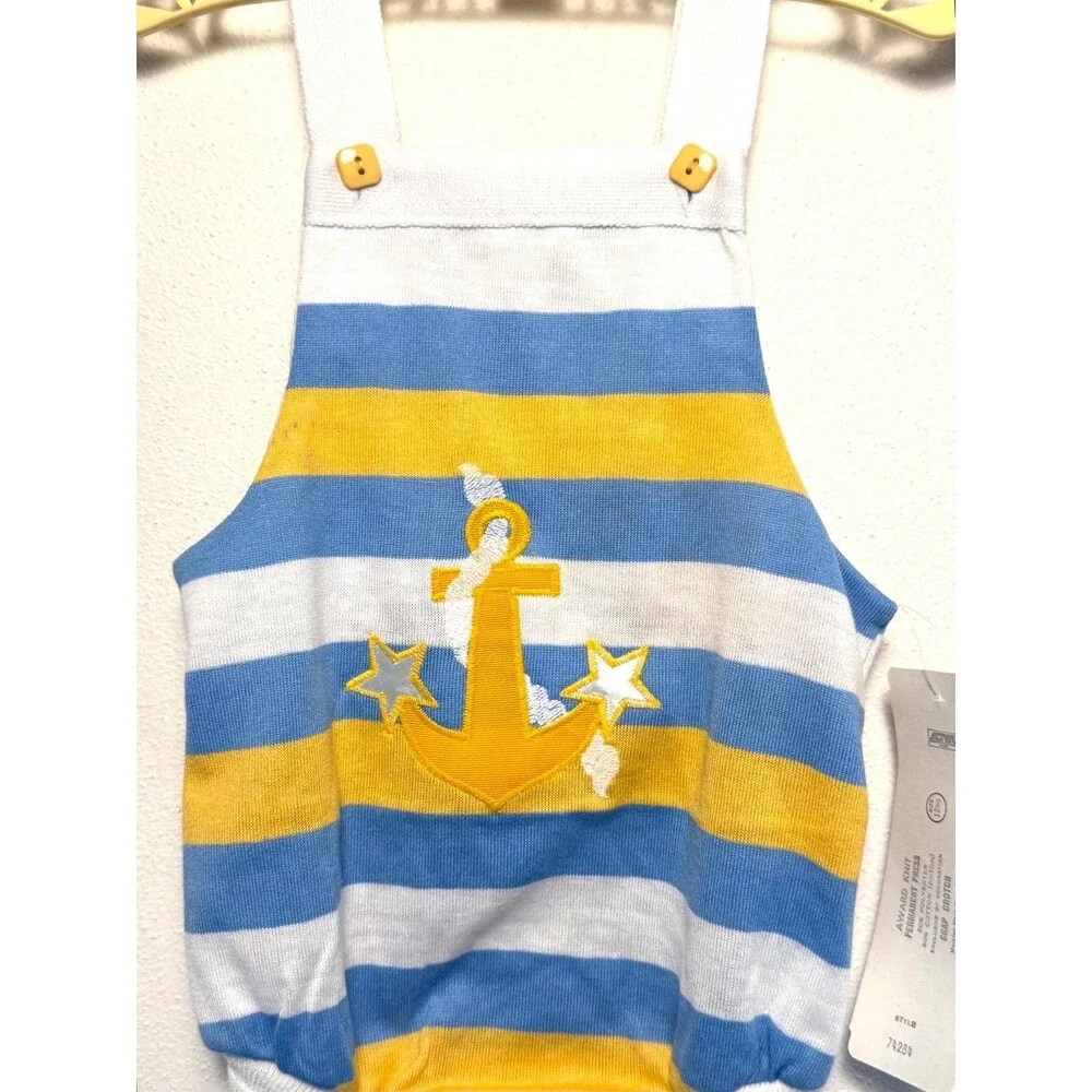 Baby Boy Nautical Anchor Striped,  Nautical Anchor Striped Romper Overalls